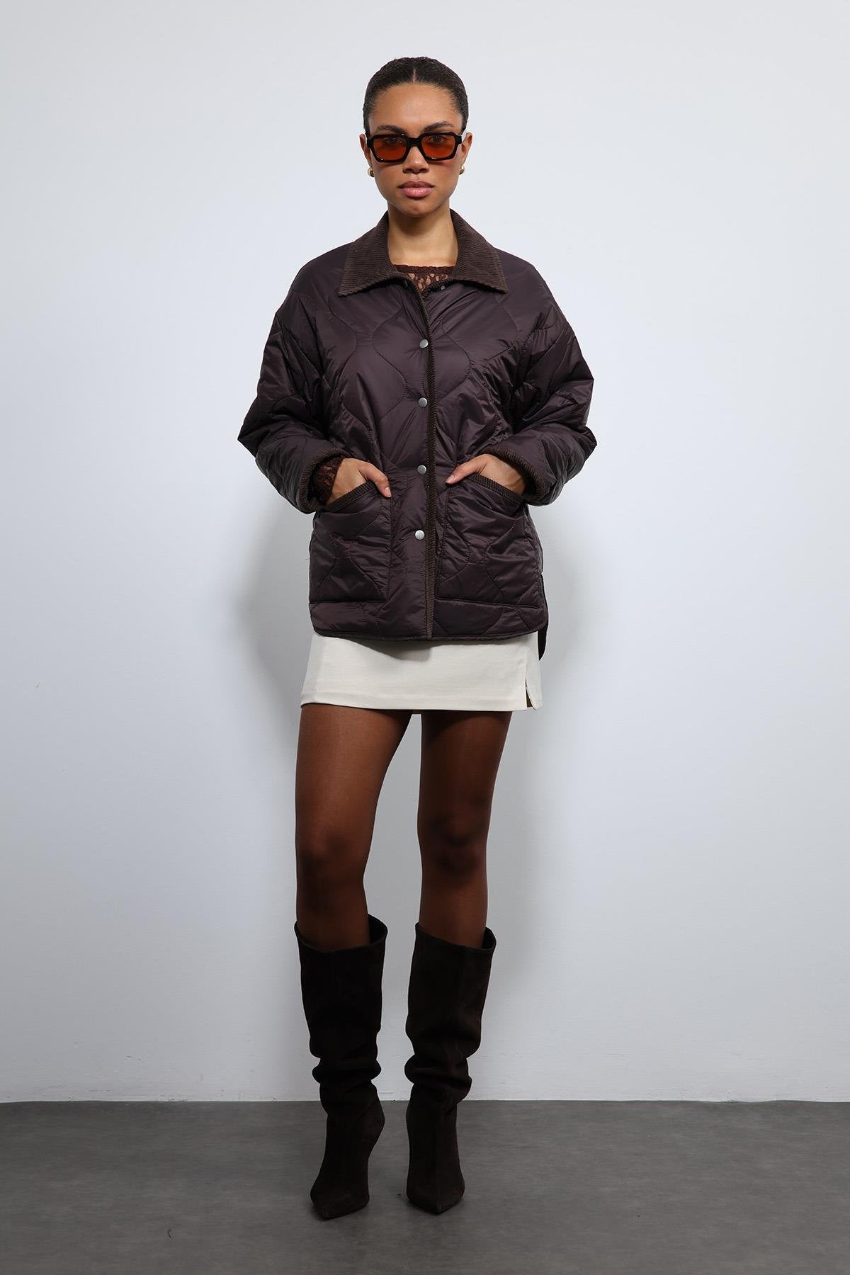 Antioch-Kahve Kontrast Yaka Desenli Mont-Mont-1-Milagron.com