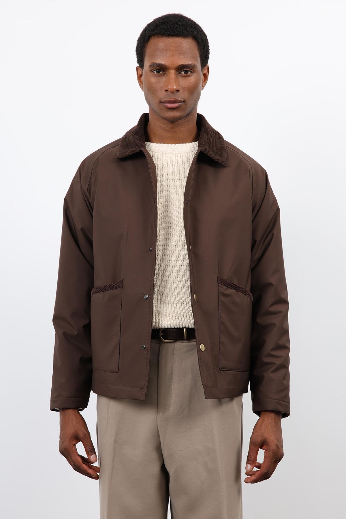 Antioch-Kahve Kontrast Yaka Erkek Mont-Mont-2-Milagron.com