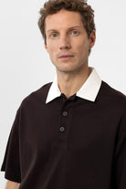 Antioch-Kahve Kontrast Yaka İnterlok Dokulu Erkek T Shirt-T-Shirts-4-Milagron.com