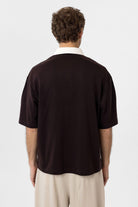 Antioch-Kahve Kontrast Yaka İnterlok Dokulu Erkek T Shirt-T-Shirts-5-Milagron.com