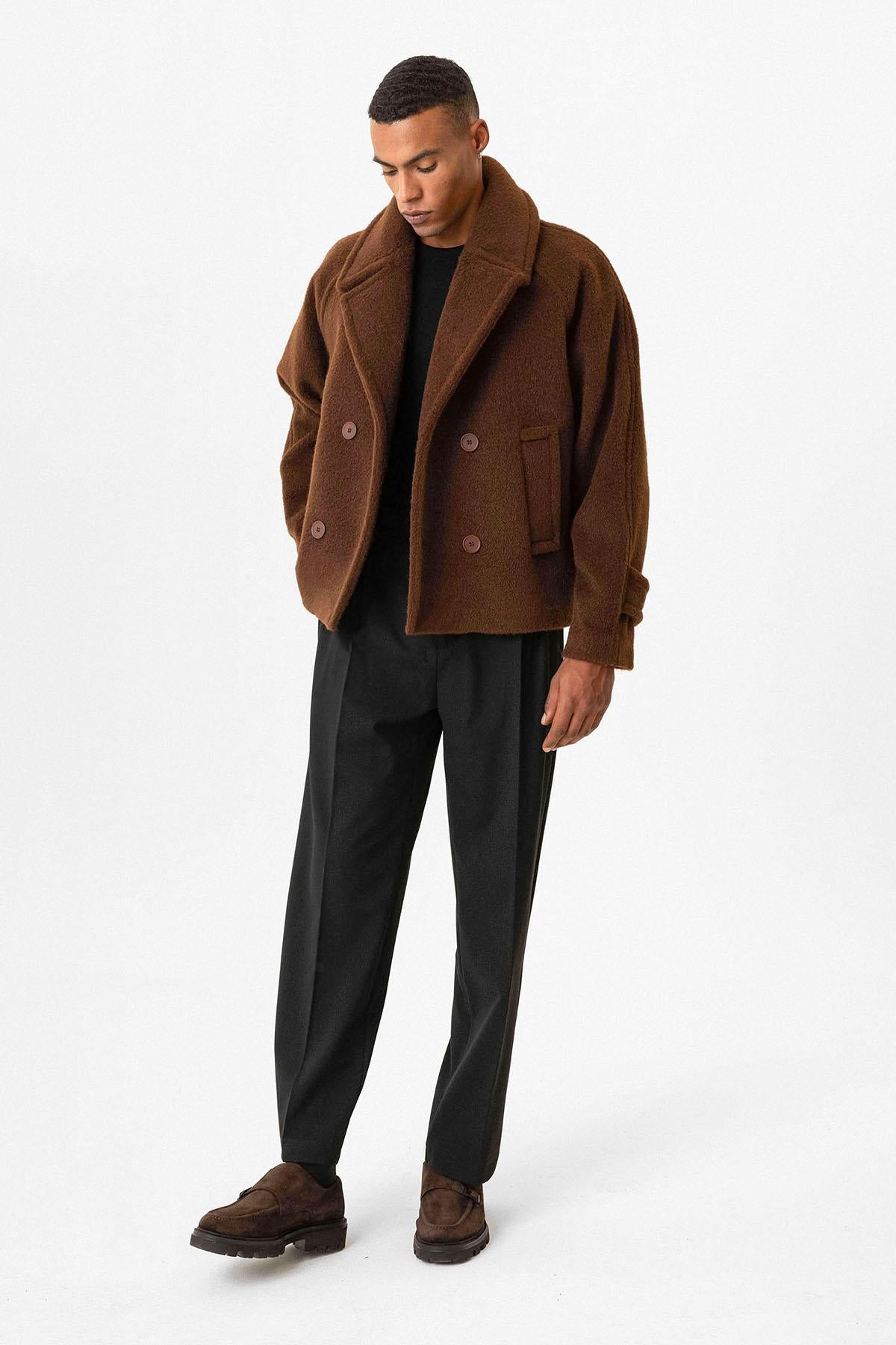 Antioch-Kahve Kruvaze Crop Fit Erkek Mont-Mont-3-Milagron.com