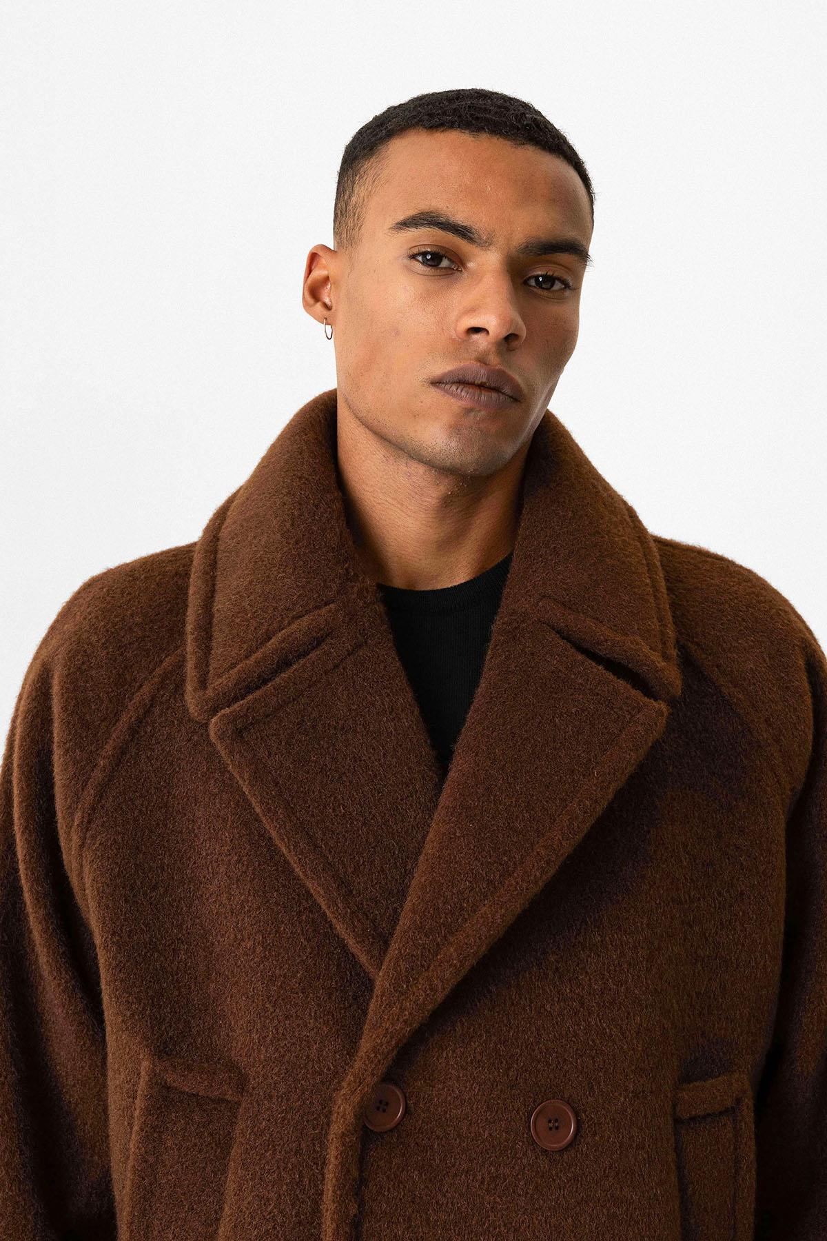 Antioch-Kahve Kruvaze Crop Fit Erkek Mont-Mont-5-Milagron.com