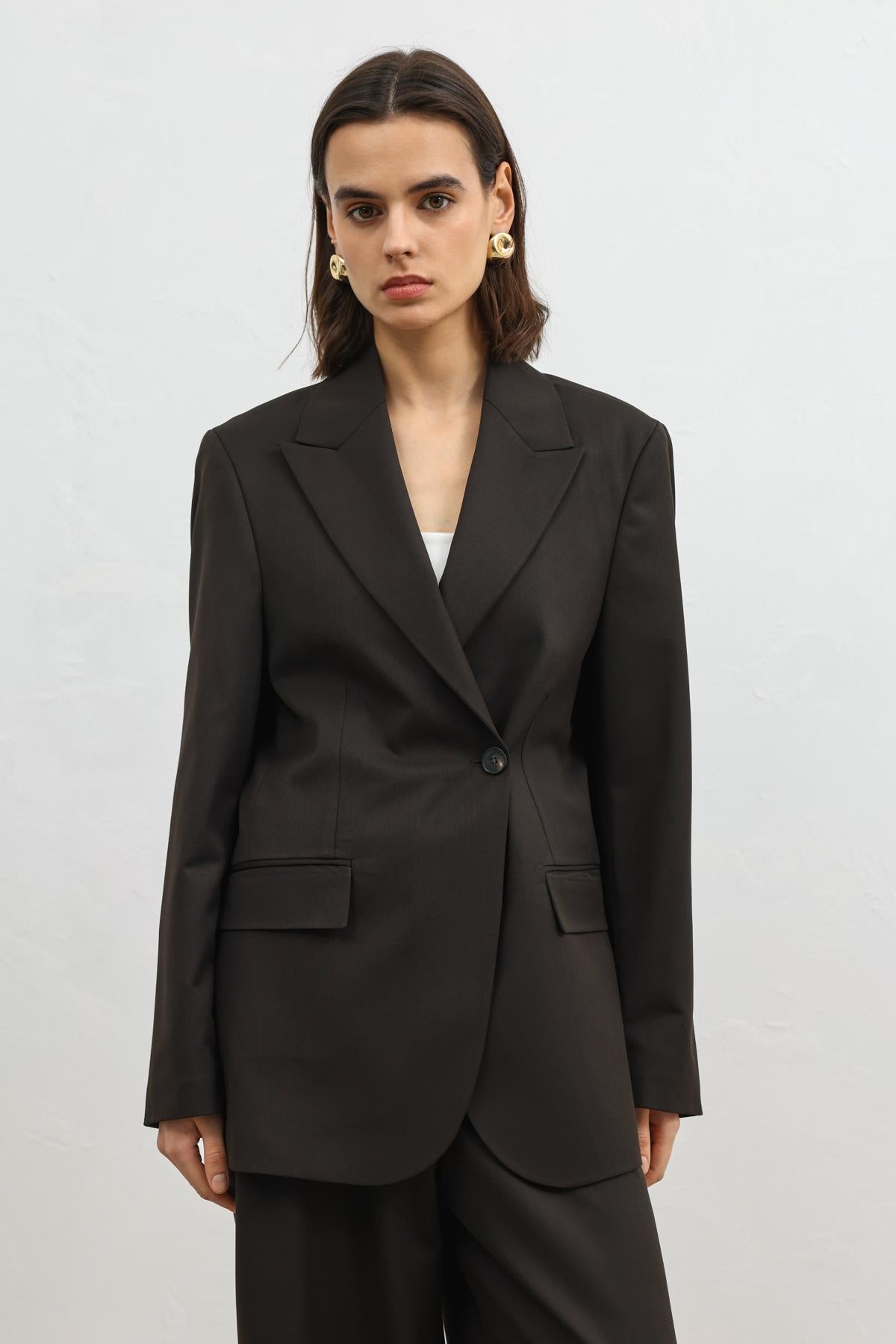 Antioch Kahve Kruvaze Kadın Blazer