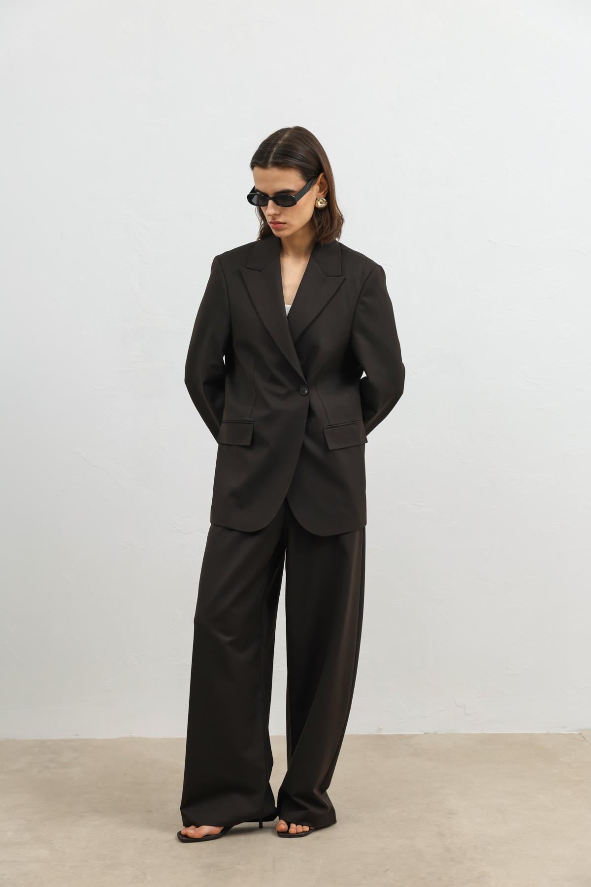 Antioch Kahve Kruvaze Kadın Blazer