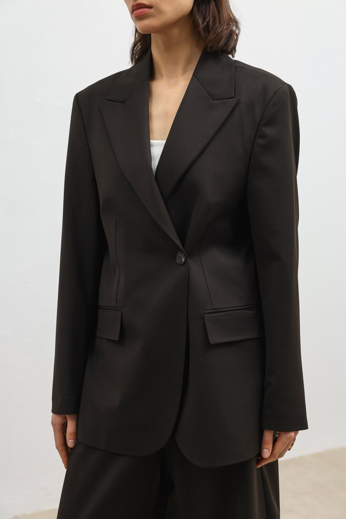 Antioch Kahve Kruvaze Kadın Blazer