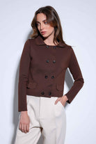 Antioch-Antioch Kahve Kruvaze Kapama Kadın Triko Hırka-Hırka-1-Milagron.com