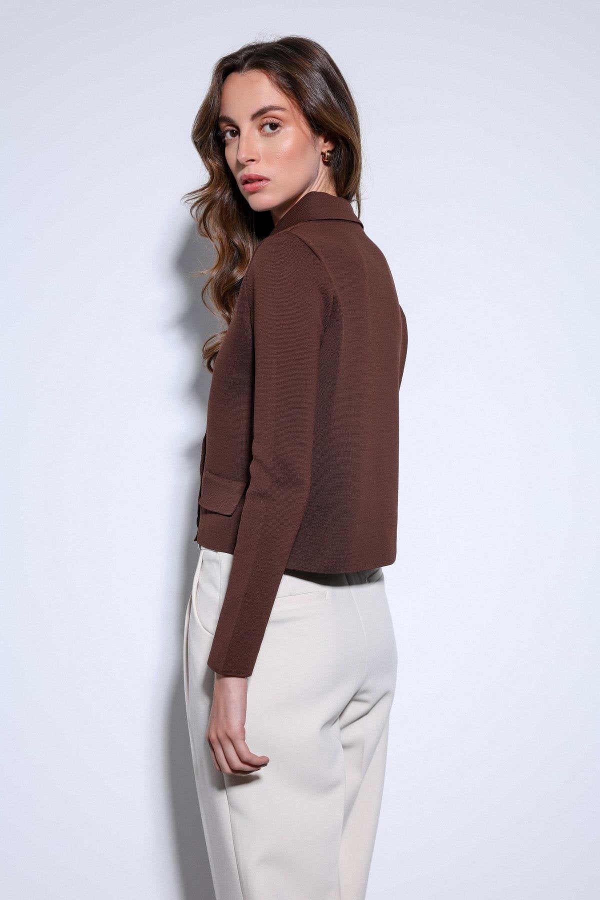 Antioch-Antioch Kahve Kruvaze Kapama Kadın Triko Hırka-Hırka-4-Milagron.com