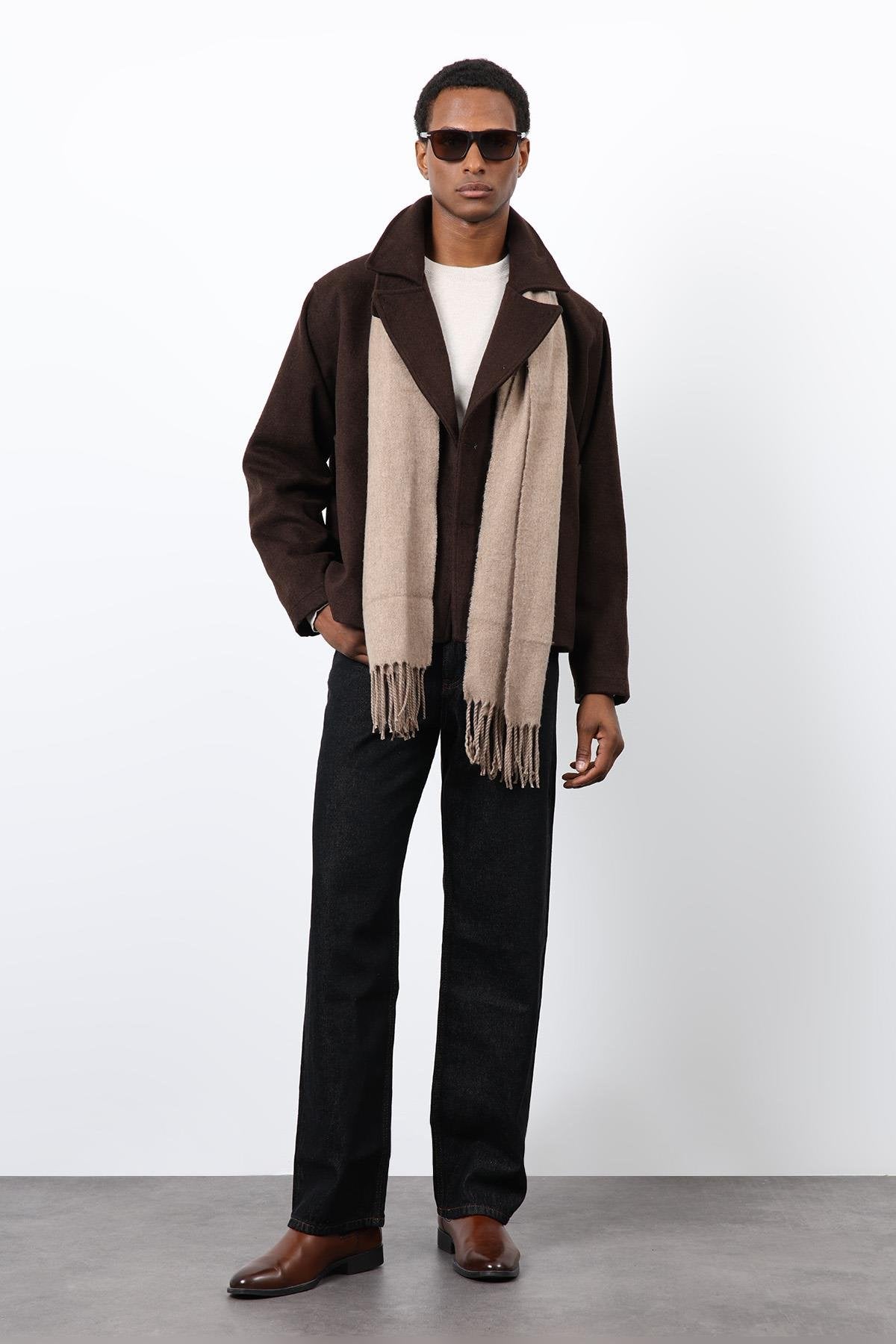 Antioch-Kahve Kruvaze Kapama Kısa Erkek Kaban-Kaban-1-Milagron.com