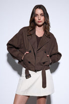 Antioch-Antioch Kahve Kruvaze Kısa Kadın Trençkot-Trençkot-1-Milagron.com