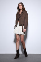 Antioch-Antioch Kahve Kruvaze Kısa Kadın Trençkot-Trençkot-4-Milagron.com