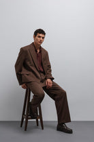 Antioch-Kahve Kruvaze Relax Crop Fit Blazer Ceket-Blazer Ceket-5-Milagron.com