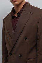 Antioch-Kahve Kruvaze Relax Crop Fit Blazer Ceket-Blazer Ceket-7-Milagron.com