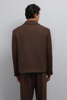 Antioch-Kahve Kruvaze Relax Crop Fit Blazer Ceket-Blazer Ceket-8-Milagron.com