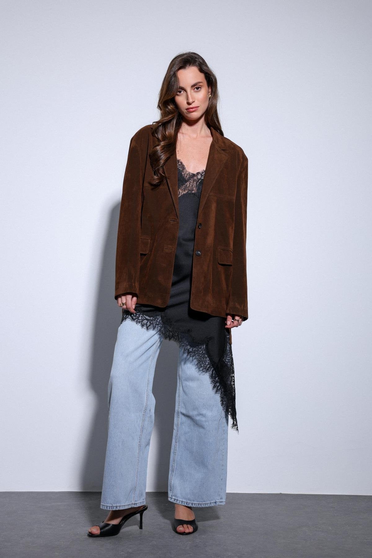 Antioch-Antioch Kahve Kuşak Bağlamalı Süet Kadın Ceket-Ceket-1-Milagron.com