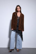 Antioch-Antioch Kahve Kuşak Bağlamalı Süet Kadın Ceket-Ceket-1-Milagron.com