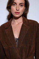 Antioch-Antioch Kahve Kuşak Bağlamalı Süet Kadın Ceket-Ceket-5-Milagron.com