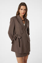 Antioch-Kahve Kuşaklı Kadın Blazer-Blazer Ceket-1-Milagron.com