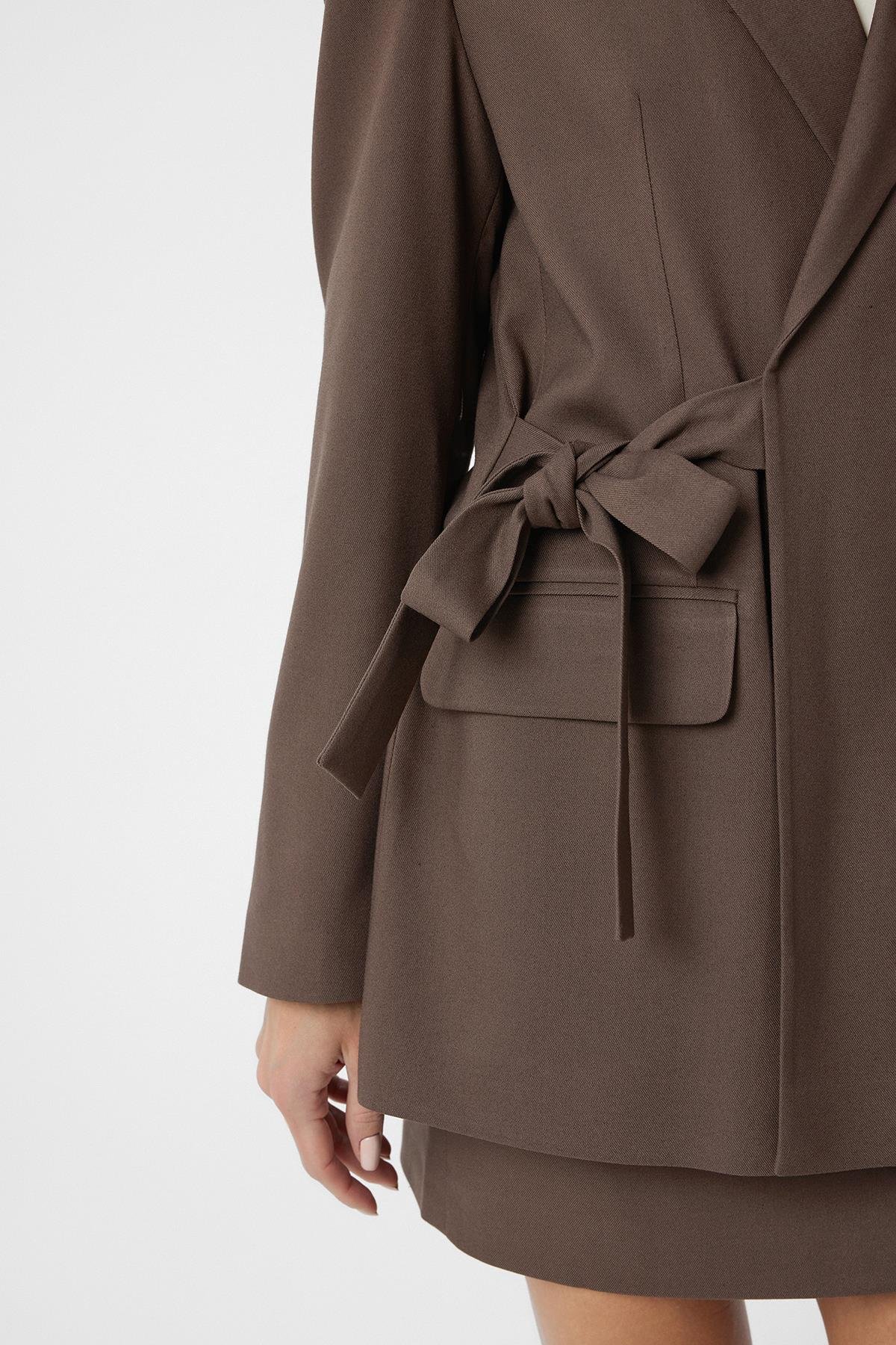 Antioch-Kahve Kuşaklı Kadın Blazer-Blazer Ceket-4-Milagron.com