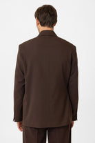 Antioch-Kahve Kuşaklı Relax Fit Erkek Blazer Ceket-Blazer Ceket-5-Milagron.com