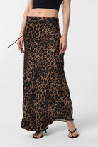 Antioch-Kahve Leopar Desenli Kemerli Uzun Kadın Etek-Etek-1-Milagron.com