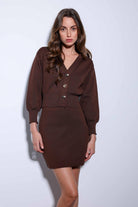 Antioch-Antioch Kahve Metal Düğme Kadın Triko Hırka-Hırka-3-Milagron.com