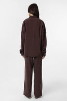 Antioch-Kahve Modal Kadın Gömlek Pantolon Takım-Alt - Üst Takım-4-Milagron.com