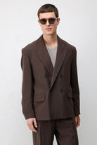 Antioch Kahve Modal Karışımlı Relaxed Fit Erkek Blazer Ceket