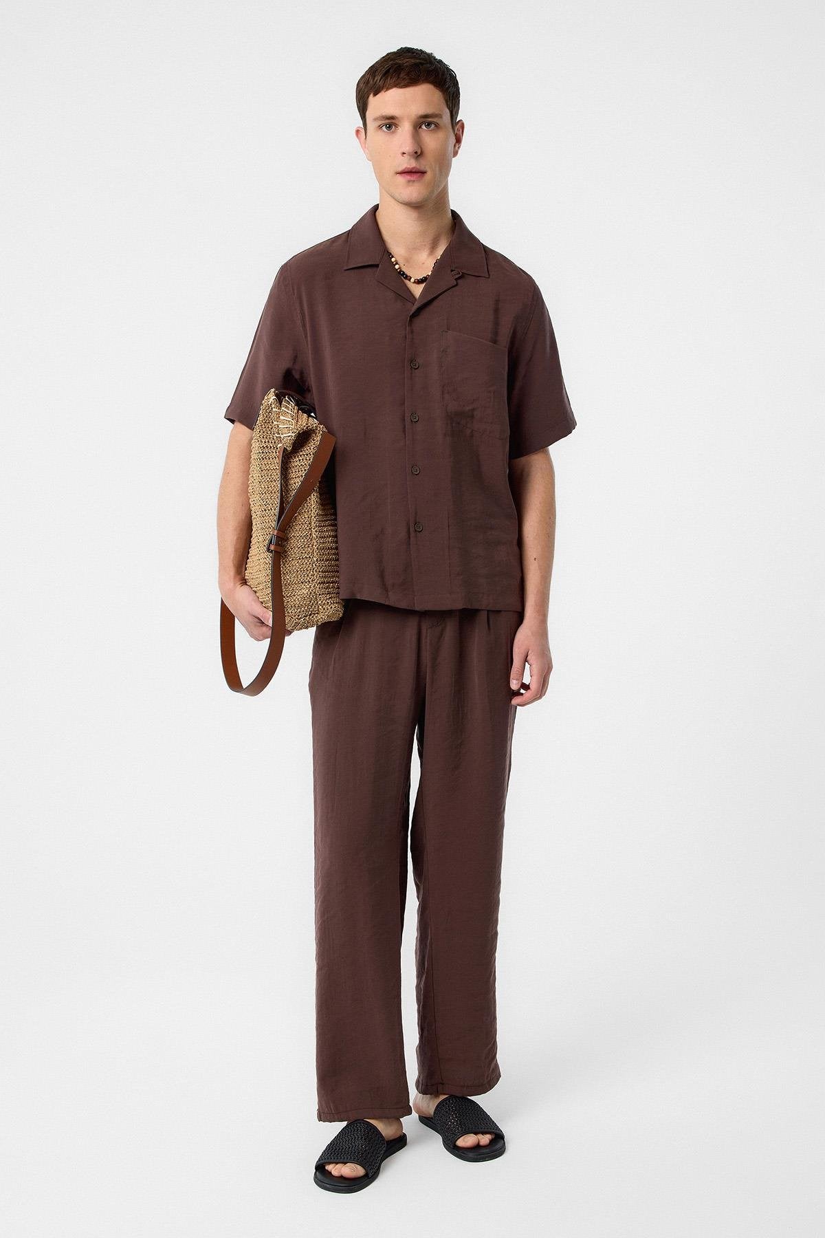 Antioch-Antioch Kahve Modal Kumaş Erkek Gömlek-Gömlek-2-Milagron.com