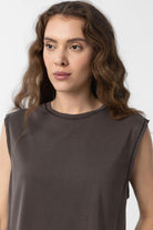 Antioch-Kahve Modal Kumaş Kadın T Shirt-T-Shirts-3-Milagron.com