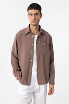 Antioch-Kahve Modal Kumaş Relax Fit Erkek Gömlek-Gömlek-1-Milagron.com