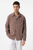 Antioch-Kahve Modal Kumaş Relax Fit Erkek Gömlek-Gömlek-2-Milagron.com
