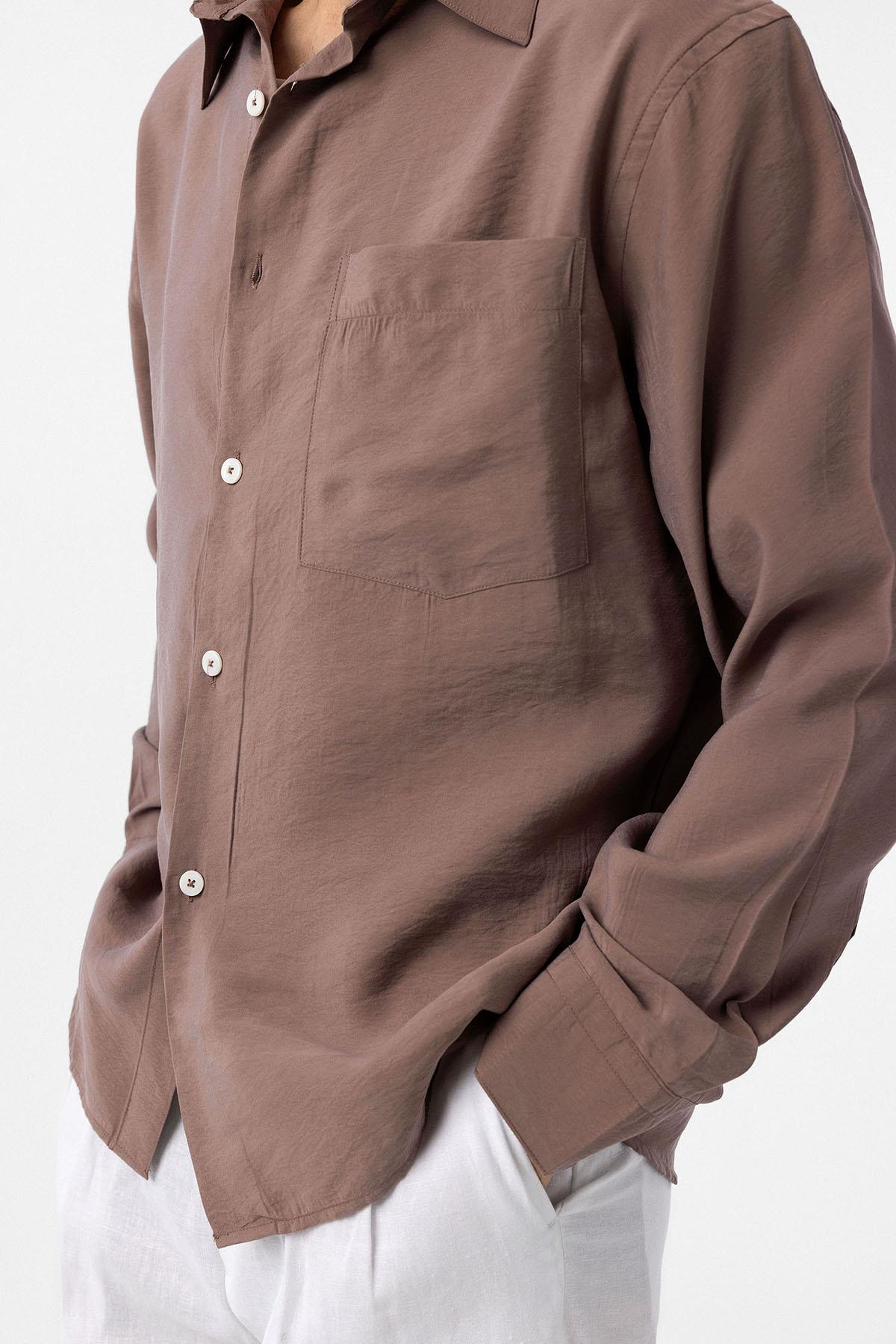 Antioch-Kahve Modal Kumaş Relax Fit Erkek Gömlek-Gömlek-4-Milagron.com