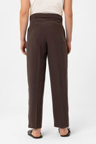 Antioch-Kahve Modal Kumaş Relax Fit Kemerli Erkek Pantolon-Kumaş Pantolon-6-Milagron.com