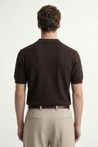 Antioch Kahve Örgü Dokulu Polo Yaka Erkek T-Shirt