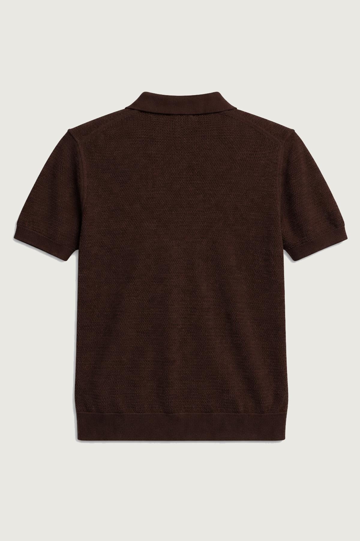 Antioch Kahve Örgü Dokulu Polo Yaka Erkek T-Shirt