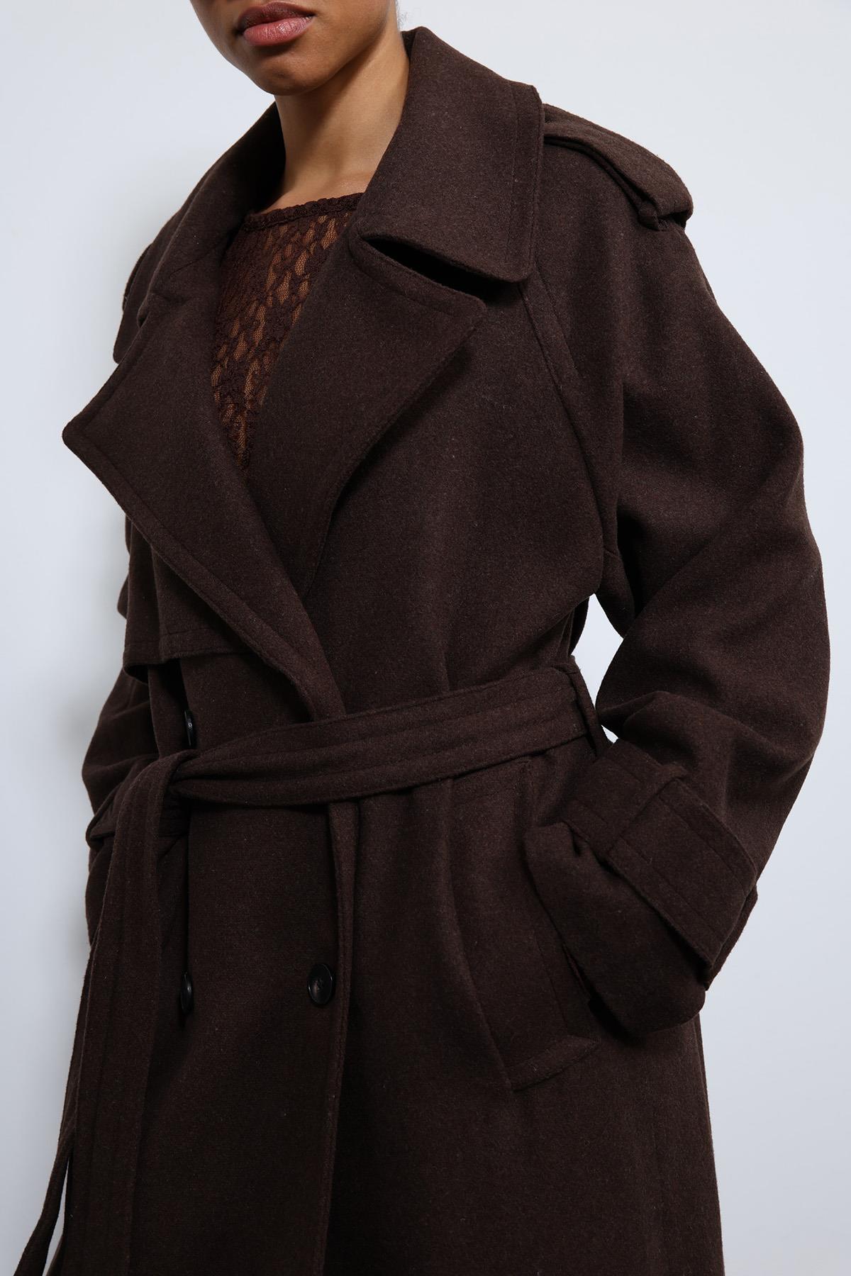 Antioch-Kahve Oversize Kemerli Kaban-Kaban-7-Milagron.com