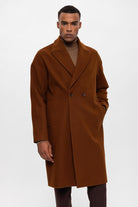 Antioch-Kahve Oversize Kruvaze Erkek Kaban-Kaban-4-Milagron.com
