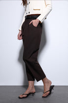 Antioch-Antioch Kahve Pensli Kadın Pantolon-Kumaş Pantolon-2-Milagron.com