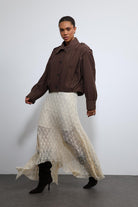 Antioch-Kahve Pile Detaylı Dik Yaka Mont-Mont-2-Milagron.com