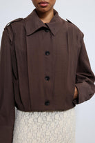 Antioch-Kahve Pile Detaylı Dik Yaka Mont-Mont-6-Milagron.com