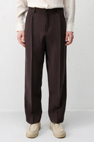 Antioch Kahve Pileli Relaxed Fit Erkek Pantolon