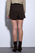 Antioch-Kahve Pileli Zincir Detaylı şort Etek-Etek-6-Milagron.com