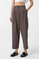 Antioch-Kahve Pilili Soft Bilek Boyu Kadın Pantolon-Kumaş Pantolon-1-Milagron.com