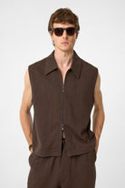 Antioch-Kahve Polo Yaka Dokulu Erkek Yelek-Yelek-1-Milagron.com