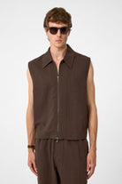 Antioch-Kahve Polo Yaka Dokulu Erkek Yelek-Yelek-2-Milagron.com