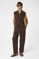 Antioch-Kahve Polo Yaka Dokulu Erkek Yelek-Yelek-3-Milagron.com