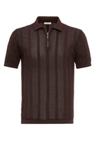 Antioch-Kahve Polo Yaka Fermuarlı Örme Erkek T Shirt-T-Shirts-7-Milagron.com