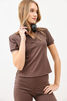 Antioch Kahve Polo Yaka Kadın T-Shirt