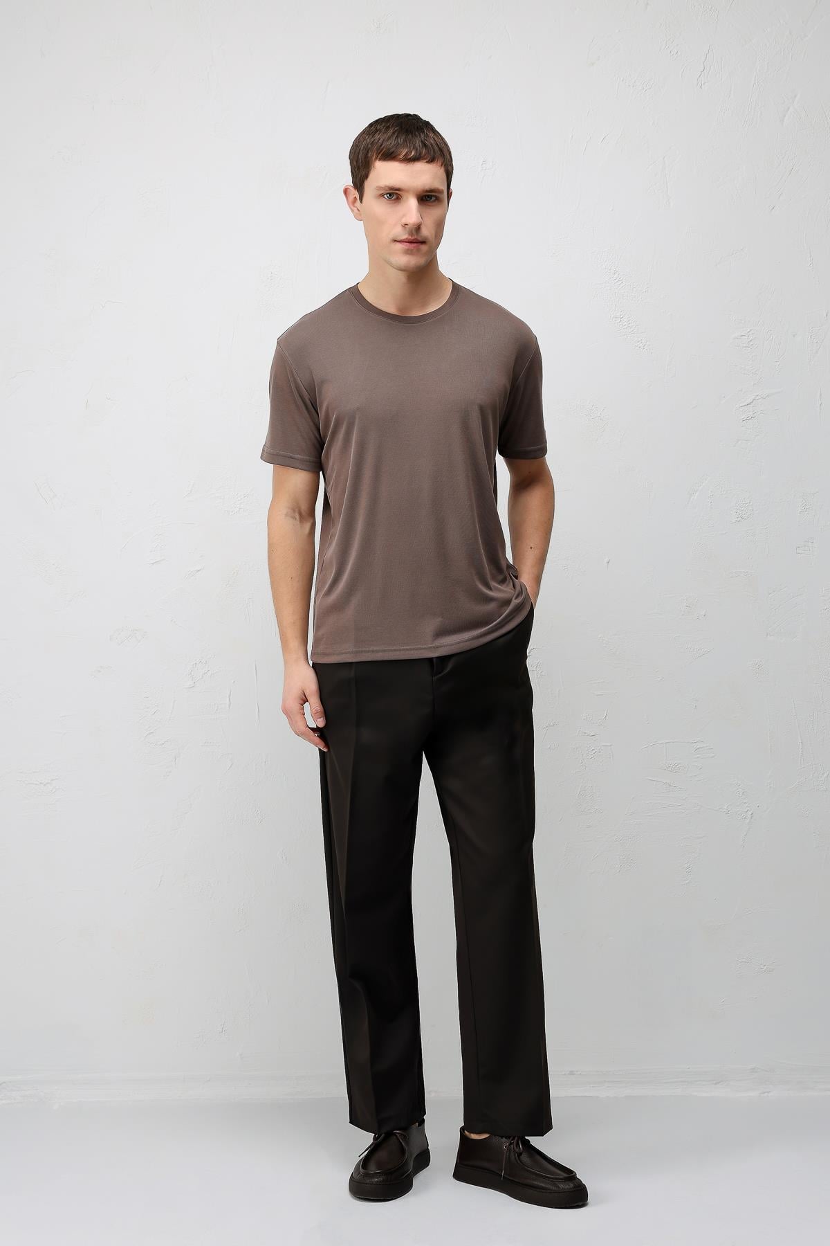 Antioch Kahve Premium Dokulu Erkek T-Shirt