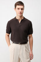 Antioch Kahve Premium Dokulu Erkek Triko T-Shirt